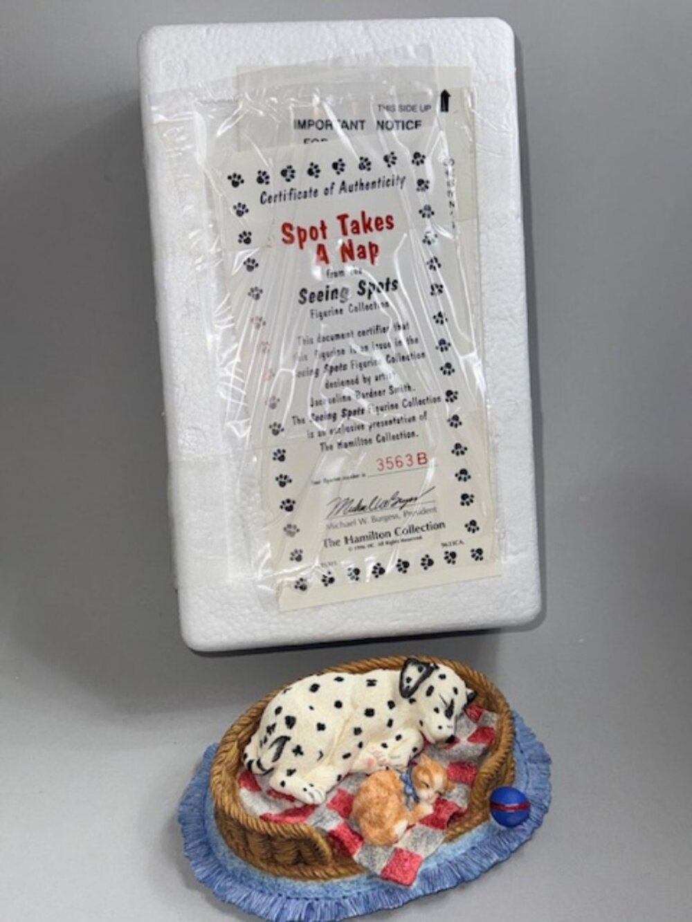 Vintage Dalmatian Figurine Hamilton Puppy Dog Anthropomorphic Spot Takes Nap COA